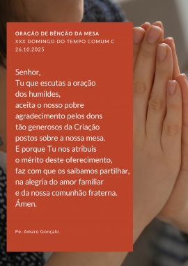 Oração para a Bênção da Mesa | 26.10.2025